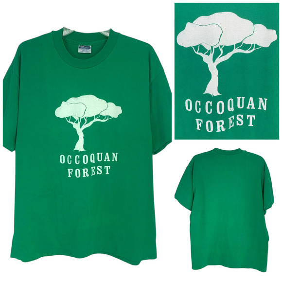 Vintage Occoquan Forest Sz XL Single Stitch Green Graphic Tee T Shirt Hanes USA - Picture 1 of 7